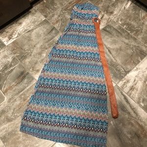 Long sleeve less dress with matching belt